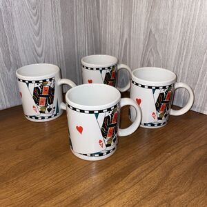 Lot Of 4 Vintage Playing Card Poker Chip Coffee Mugs